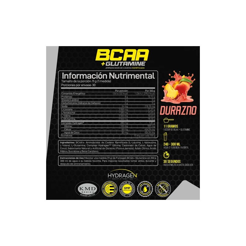 Forzagen Aminoácidos Bcaaglutamine 330g Complejo Hydragen