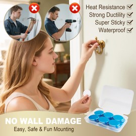 Convenient Double Sided Foam Tape, Mounting Tape for Indoor & Outdoor Home Car, Super Strong Adhesive Waterproof White Pads, 24 Round & 12 Square