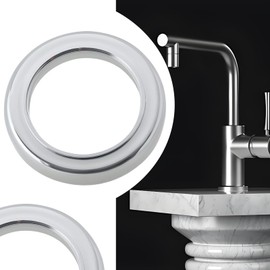 VGOL 5pcs Washbasin Tap Base Ring with Seal ABS Faucet Cover for Washbasin Taps OD 49.2mm ID 33.6mm Height 7mm, Chrome-Plated