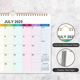 Wall Calendar 2025-2026 - 18 Month Calendar from July 2025 - December 2026, 2025-2026 Wall Calendar with 140gsm Paper for Planning and Organizing, 11.5 x 14.5, Seven Color