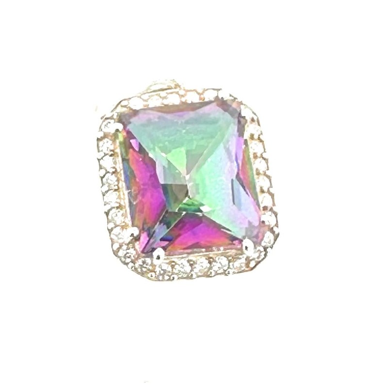 8ct Rainbow mystic Topaz 925 Solid Sterling Silver Pendant 20mm