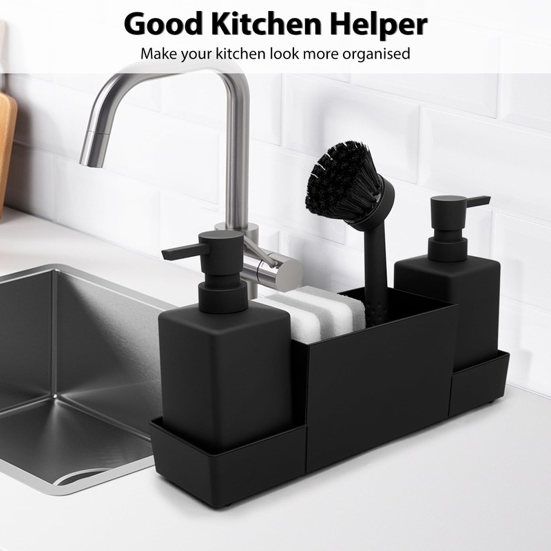 ZephyrCraft Kitchen Soap Dispenser Set with Sponge Holder and Brush