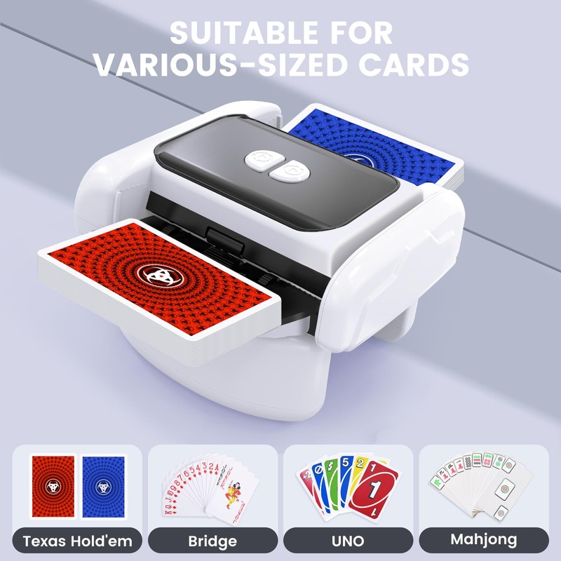 PRENOXA Rechargeable Automatic Card Shuffler Machine for 1-2 Decks, with