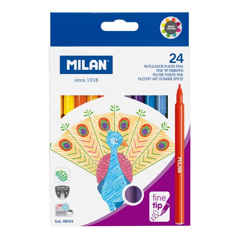 MILAN Box of 24 Fine Point Markers, 06F24