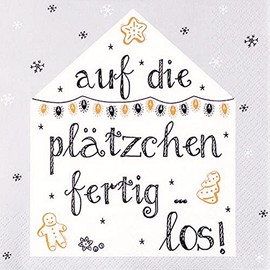20 Napkins Auf die Pl?tzchen und losbacken | Winter | Christmas | Table Decoration | Decoupage | Napkin Technique 33 x 33 cm