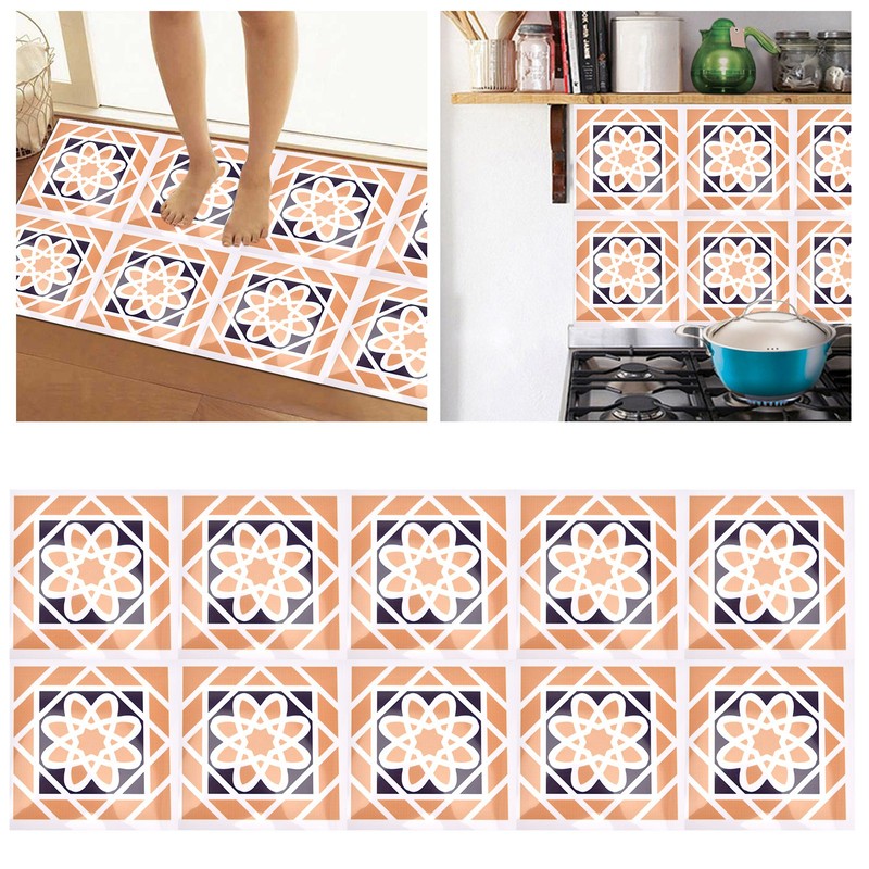 10Pcs set Imitation Ceramic Tile Wall Sticker Waterproof SelfAdhesive Wallpaper