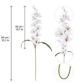 IPOPU White Flower 5PCS Gladiolus Artificial Flowers 33" White Silk Gladiolus Long Stem Artificial Flowers for Tall Vase Wedding Centerpieces Home Table Party Decor (White)