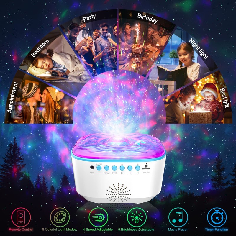 Galaxy Projector, Star Projector Night Light with Remote Control/Timer Function/Built-in