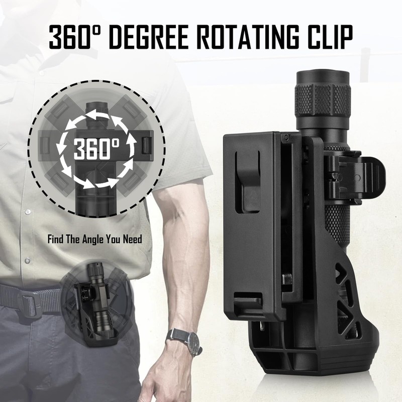 SQLJYU 360 Degree Rotation Torch Holster for Belt, Tactical Torch