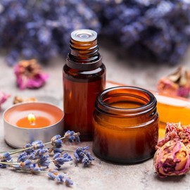 TUZAZO 24 Pack 2 Oz Thick Amber Round Glass Jars with Lids - Empty Mini Candle Making Jars/Cosmetic Containers with Leakproof Lids for Cream Lotion Essential oil Products