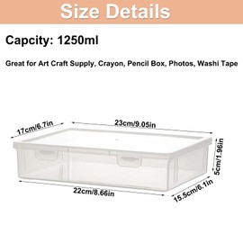 Plastic Storage Container with Latching Lid, Large Pencil Box Clear Plastic Storage Box Multipurpose Craft Organizer and Storage Box for Pencil Photo Art Craft Supply (1)