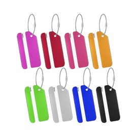 Anncain Aluminium Luggage Tags, 8 Pack, Multicolor, Rectangular, Polished, 3.14 x 1.65 inches