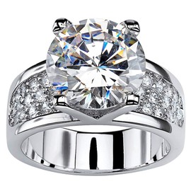 925 Sterling Silver Shiny Gem Ring Cubic Zirconia Rings CZ Diamond Multi Row Ring Eternity Engagement Wedding Band Ring for Women (US Code 9)