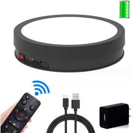 6 Color LED Light Base Non-Slip Rotating Display Stand ,66lbs Load,(8.66inch /Black/Rechargeable/Remote Control )material: plastic, size: 8.7 x 8.7 x 1.9 inches, Color: Black