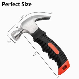 Mezchi 8 Pack 12 oz Small Hammer Tool, Mini Claw Hammer with Soft Rubber, Stubby Hammer, Camping Hammerfor Picture Hanging, General Household Projects