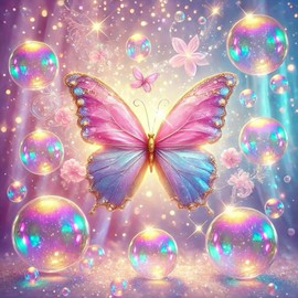 Diamond Painting Kits for Adults Shiny Butterfly, DIY 5D Diamond Art Kits for Adults, Full Round Drill Gem Art Dots Beginners, Perfect for Home Wall Decor 14X14 Inch