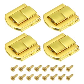 sourcing map 4Pcs Toggle Catch Lock, 0.98" x 0.79" (LxW) Zinc Alloy Hasp Lock Latch Clasp for Jewelry Box Wooden Case Toolbox, Gold
