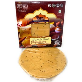 Rani Pappadums (Indian Lentil Wafer Snack) Jeera Papad (Cumin) 7 ounce (200g) Approximately 15pc, 7 inches ~ All Natural, Gluten Friendly | NON-GMO | Vegan | Indian Origin