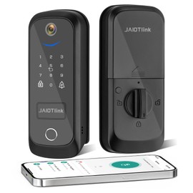 JAIOTlink 5 in 1 Smart Lock for Front Door, Keyless Entry Deadbolt with Camera & Doorbell, WiFi Secure Electronic Lock for Home, Fingerprint, Keypad, App Control, Compatible with Alexa
