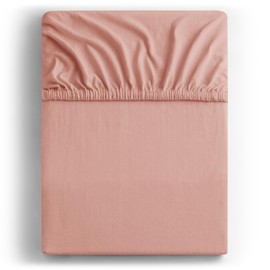 DecoKing Fitted Sheet Cotton Jersey Boxspring, Amber Collection, 180x200-200x200 cm Salmon Pink