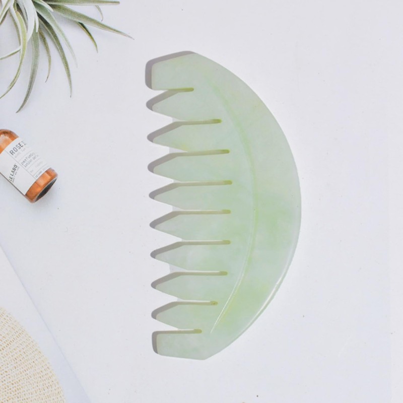 BoAn Natural Jade Massage Comb 2 Pcs,Multi-Functional Head Massage,Meridians Massager