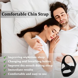 Chin Strap for Sleeping,Comfortable Anti Snoring Devices,Adjustable Breathable Sleep Apnea Devices for Men and Women,Simple and Effective Snoring Solution - Black