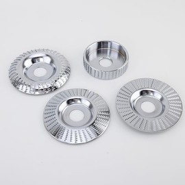 Angle Grinder Wood Carving Disc Set, 7/8 Inch Arbor, 3.5"/4" Attachments, Wood Shaping/Grinding/Cutting Wheel, Silver, 4pcs