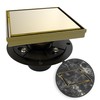 WEBANG 6 Inch Square Shower Drain Gold Floor Drain with