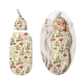 Bunny Mushroom Swaddle Blankets Newborn Receiving Blanket Baby Swaddle Wrap Soft Sleeping Sack for Baby Girls Boys