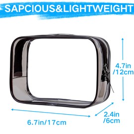 TSA Toiletry Bag, VASCHY 4 Pack Clear Makeup Bag, Water Resistant Transparent Cosmetic Bag, Airline Carry on Travel Bag Wash Bag for Men and Women, Black