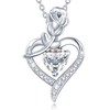 FANCIME 925 Sterling Silver April Birthstone Necklace Rose Heart Pendant