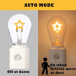 Yaoten Led Motion Sensor Night Light, Motion Activated Nightlights Bulb Plug into Wall, Warm White, Dusk to Dawn Sensor, Adjustable Brightness 10-100LM, for Bedroom