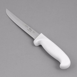 Choice  Choice 6" Serrated Edge Utility Knife with White Handle - 6" Serrated Edge Utility Knife White