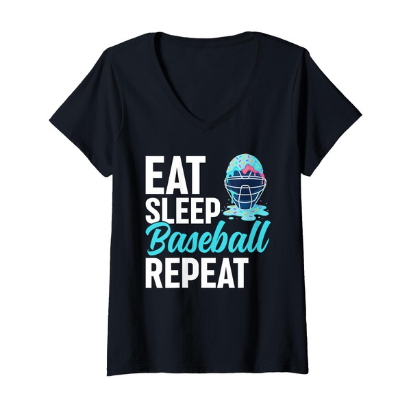 Womens Eat Sleep Baseball Repeat Ice Cream Dripping Drip Baseball