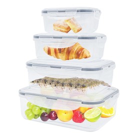 Coriver Food Storage Containers with Lids, Pack of 8 (4 Containers + 4 Lids), Reusable Airtight Storage Containers, Plastic Containers, Meal Prep Boxes, BPA-Free Fresh Keep, Kitchen Meal Prep Boxes,