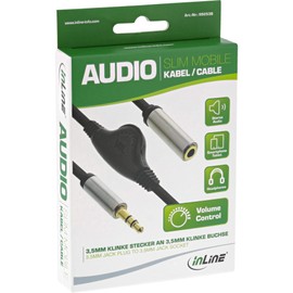 InLine 99253B Slim Audio Cable Jack 3.5 mm M/F with Volume Control 0.25 m