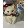 BETSEY JOHNSON ADORABLE WHITE ENAMEL CHRISTMAS KITTY CAT WITH STOCKING