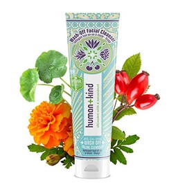 Human+Kind Limpiador facial Wash-Off - Fórmula todo en uno probada por dermatólogos - Limpia, desmaquilla y exfolia - Cuidado de la piel natural - Sin