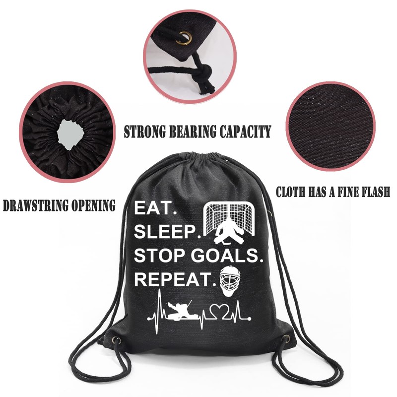 PXTIDY Hockey Bag Hockey Goalie Gift Eat Sleep Stop Goals
