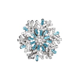 Christmas Xmas Rhinestone Brooch New Year Tree Star Snow Pin Badge Brooch Memorabilia Gift Decorations (Blue Snowflake)