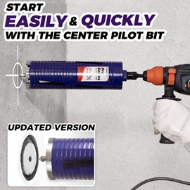 DaduoRi 2-1/2" Pro Dry Core Drill Bit with Pilot Bit & 3 Adapters (SDS Plus/SDS Max/1/2 Hex), Upgraded-Welded Core Bits for Concrete with Rebar, Masonry, Brick, Mortar - 9.5" Depth, 5/8"-11 Thread