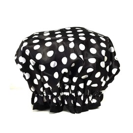 Shower Cap, Adjustable Silky Sleep Satin Bonnet for Women Long Curly Hair Double-Sided Waterproof Satin Hair Cap Extra Large silk bonnet for sleeping (Black)