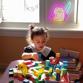 WEDXIXI Penguin Neon Sign Dimmable Penguin Knife Neon Signs for Wall Decor LED USB Powered Cute Anime Neon Light Sign For Boys Bedroom Room Garden Party Restaurant Home Decoration Birthday Gifts