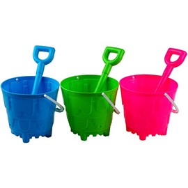 Blue Whale Gifts Sand Castle Round Bucket And Spade Beach Toys (Set of 3)
