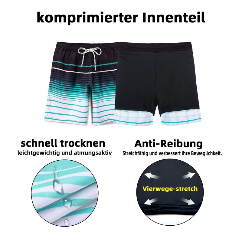 Hill & Sea Men's Quick-Drying Swimming Shorts 2 in 1