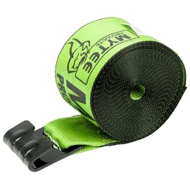 Mytee Products Winch Straps 4" x 30' Hi-Vis Safety Green Heavy Duty Tie Down w/Flat Hooks WLL# 5400 lbs | 4 Inch Cargo Control for Flatbed Truck Utility Trailer