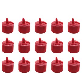 JCBIZ - Tapón de botella abrasiva de plástico rojo de 24 dientes, 24 dientes, 410 puntas, dispensador de diluyente, reutilizable, tapa superior abatible para champú, loción hidratante de reemplazo