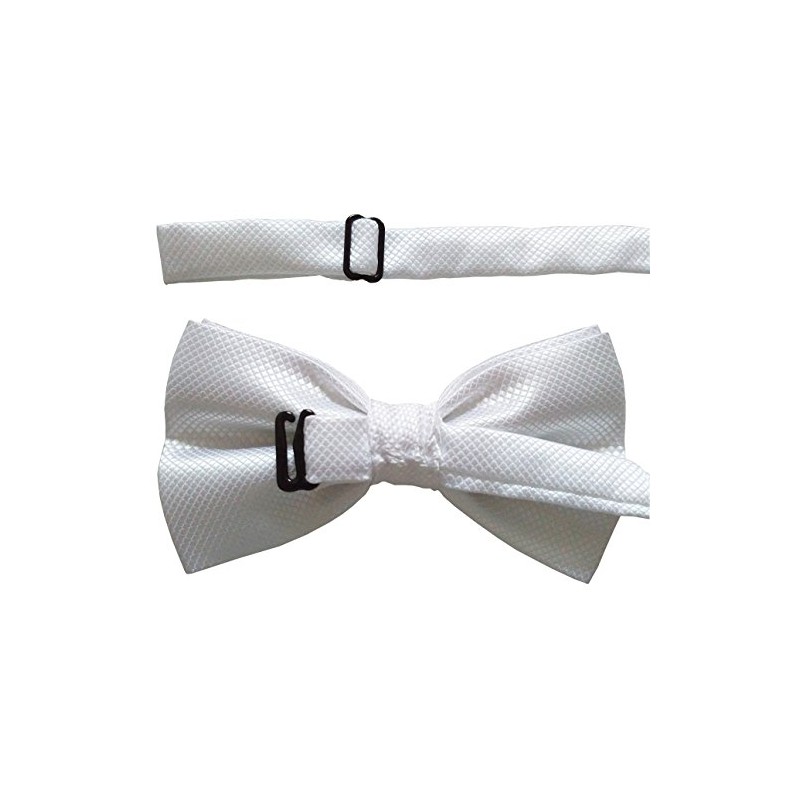 Tieworld Men's Formal Tuxedo Banded Pre-Tied Bow Tie Set, Blanco
