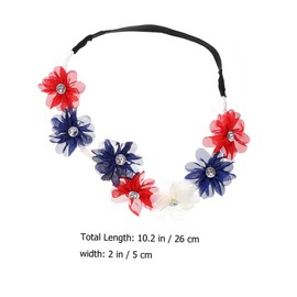 Healvian 7-Piece Chiffon Flower Headband Set for Independence Day Elastic Floral Headband in Red Blue and White Women's Hair Accessory for Festivals and Celebrations