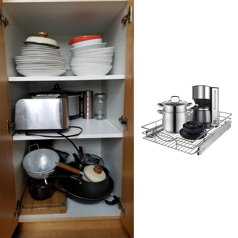 Sikarou Pull Out Cabinet Organizer 26" W x 21" D,